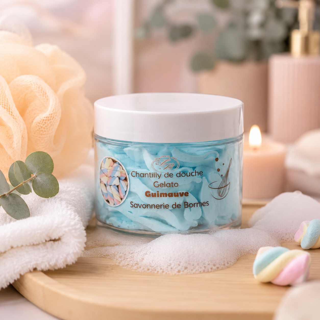 Chantilly de douche guimauve