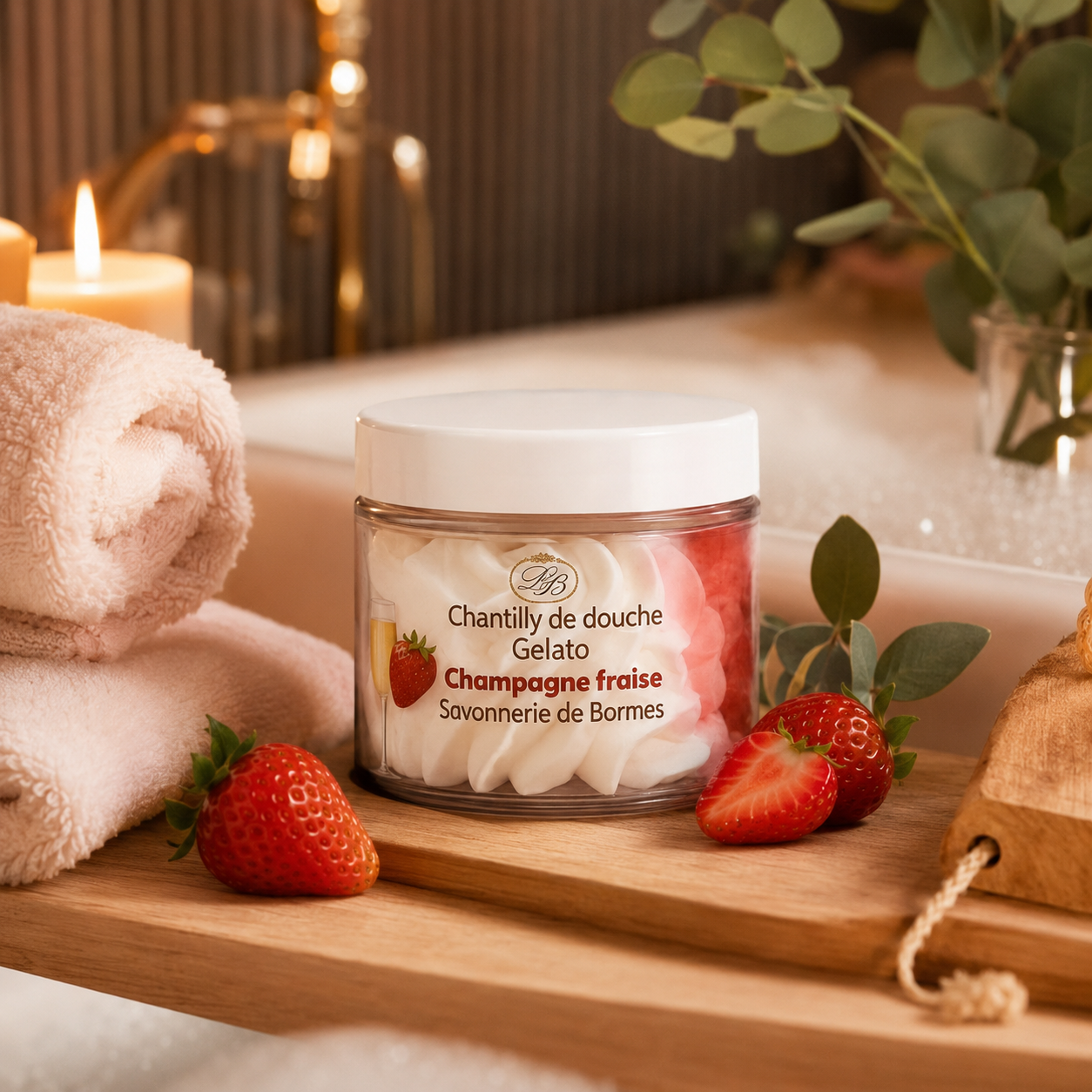 Chantilly de douche et bain 100 g Champagne fraise