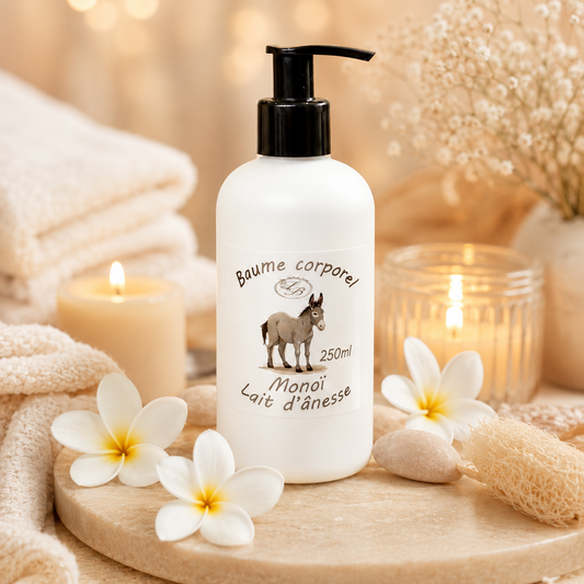 Baume corporel au lait d’ânesse bio 250 ml Monoï